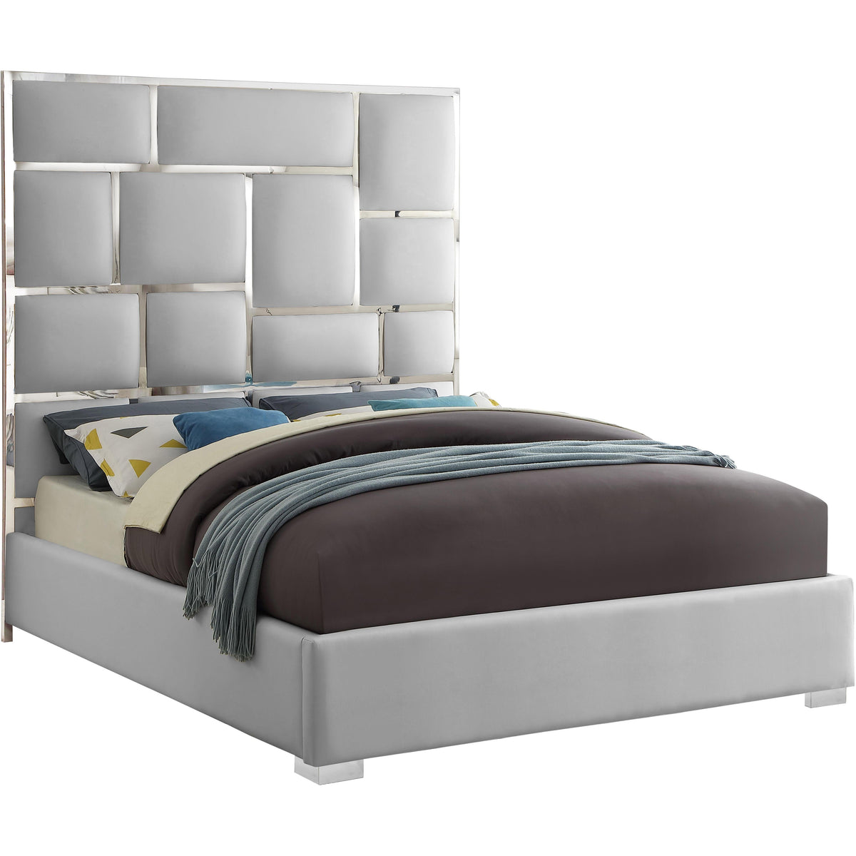 Meridian Milan White Vegan Leather King Bed