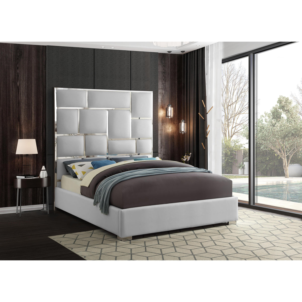 Meridian Milan White Vegan Leather King Bed