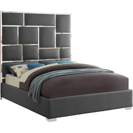 Meridian Milan Grey Vegan Leather Queen Bed