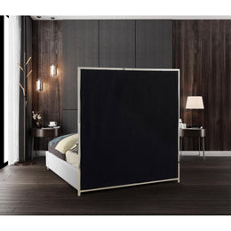 Meridian Milan White Vegan Leather Queen Bed