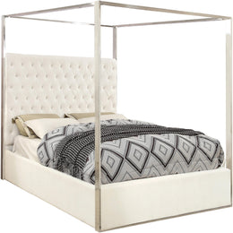 Meridian Porter White Velvet Queen Bed