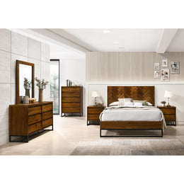Meridian Reed Antique Coffee Queen Bed (3 Boxes)