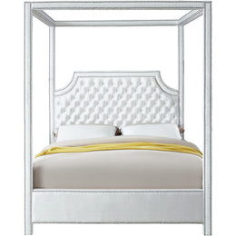 Meridian Rowan White Velvet King Bed (3 Boxes)