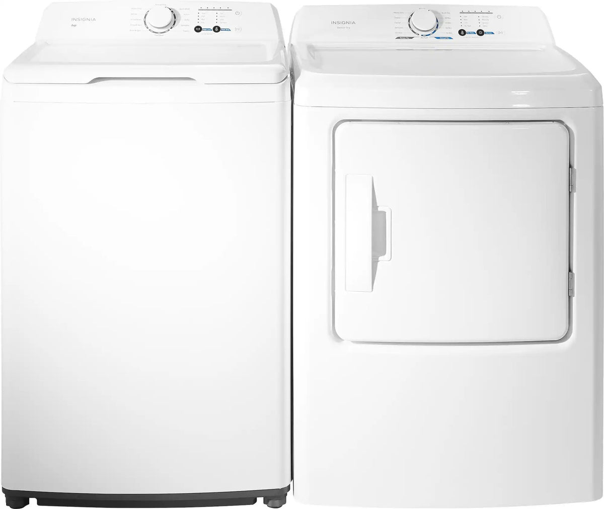 Package - Insignia™ - 3.7 Cu. Ft. High Efficiency 12-Cycle Top-Loading Washer and 6.7 Cu. Ft. Electric Dryer with Sensor Dry - White