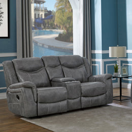 Conrad Upholstered Padded Arm Glider Loveseat Grey
