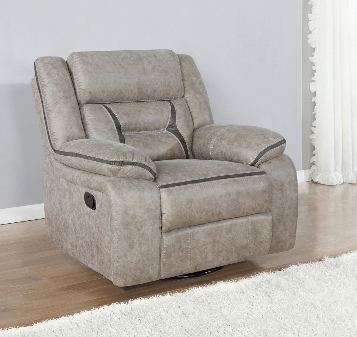 Greer Upholstered Swivel Glider Recliner Chair Brown