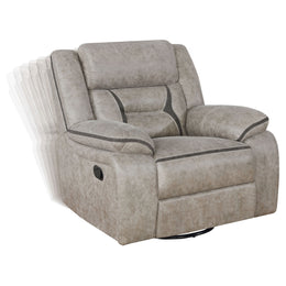 Greer Upholstered Swivel Glider Recliner Chair Brown