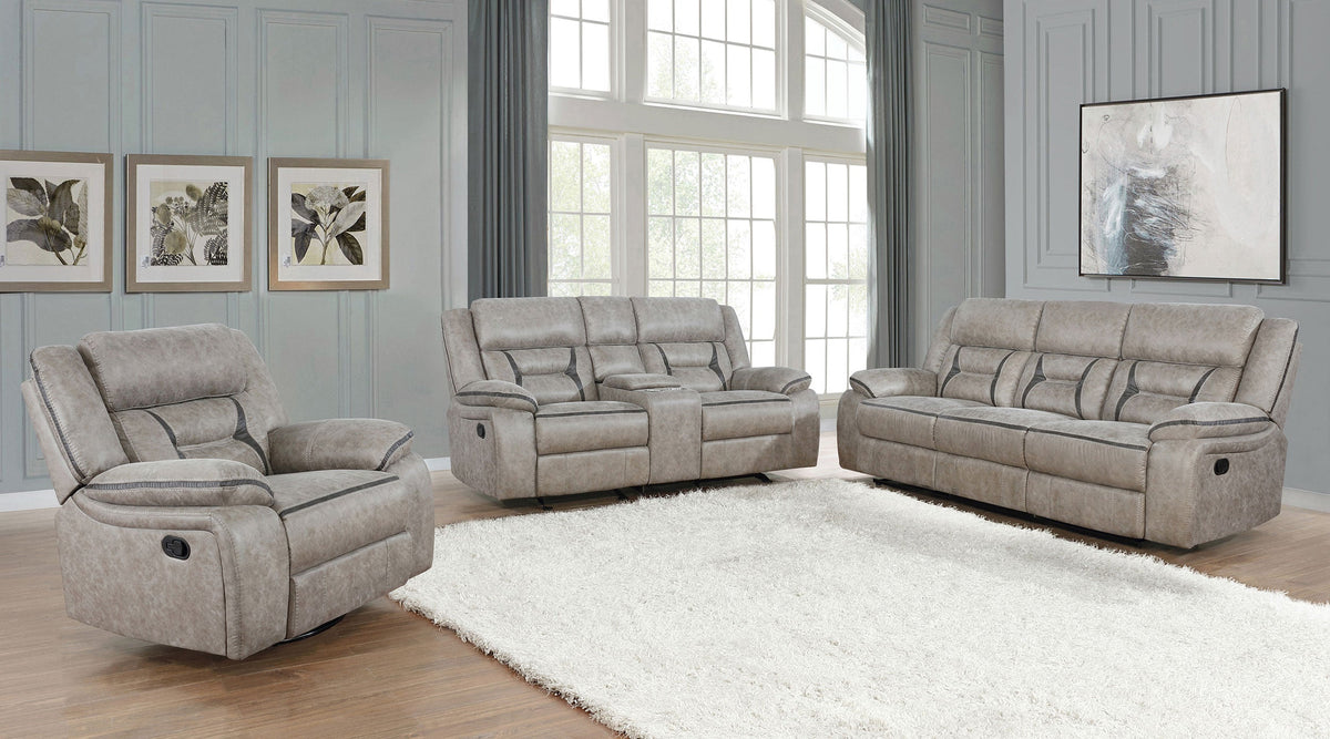 Greer Upholstered Swivel Glider Recliner Chair Brown