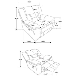 Greer Upholstered Swivel Glider Recliner Chair Brown