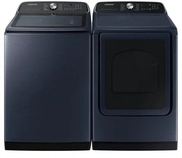 Package - Samsung - 5.4 Cu. Ft. High-Efficiency Smart Top Load Washer with Pet Care Solution and 7.4 Cu. Ft. Smart Electric Dryer with Steam and Pet Care Dry - Brushed Navy