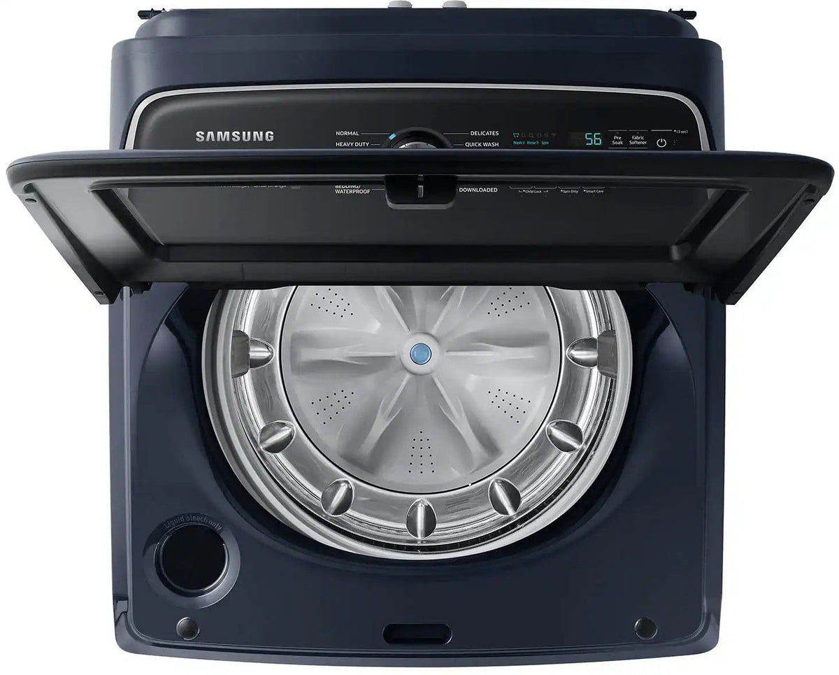 Package - Samsung - 5.4 Cu. Ft. High-Efficiency Smart Top Load Washer with Pet Care Solution and 7.4 Cu. Ft. Smart Gas Dryer with Steam and Pet Care Dry - Brushed Navy