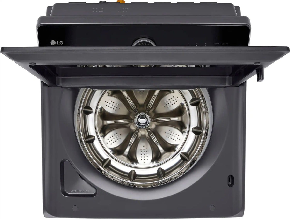 Package - LG - 5.5 Cu. Ft. High Efficiency Smart Top Load Washer with EasyUnload and 7.3 Cu. Ft. Smart Electric Dryer with Steam and EasyLoad Door - Matte Black