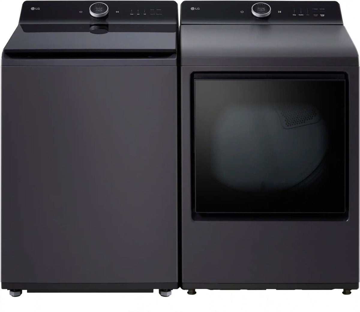 Package - LG - 5.5 Cu. Ft. High Efficiency Smart Top Load Washer with EasyUnload and 7.3 Cu. Ft. Smart Electric Dryer with Steam and EasyLoad Door - Matte Black