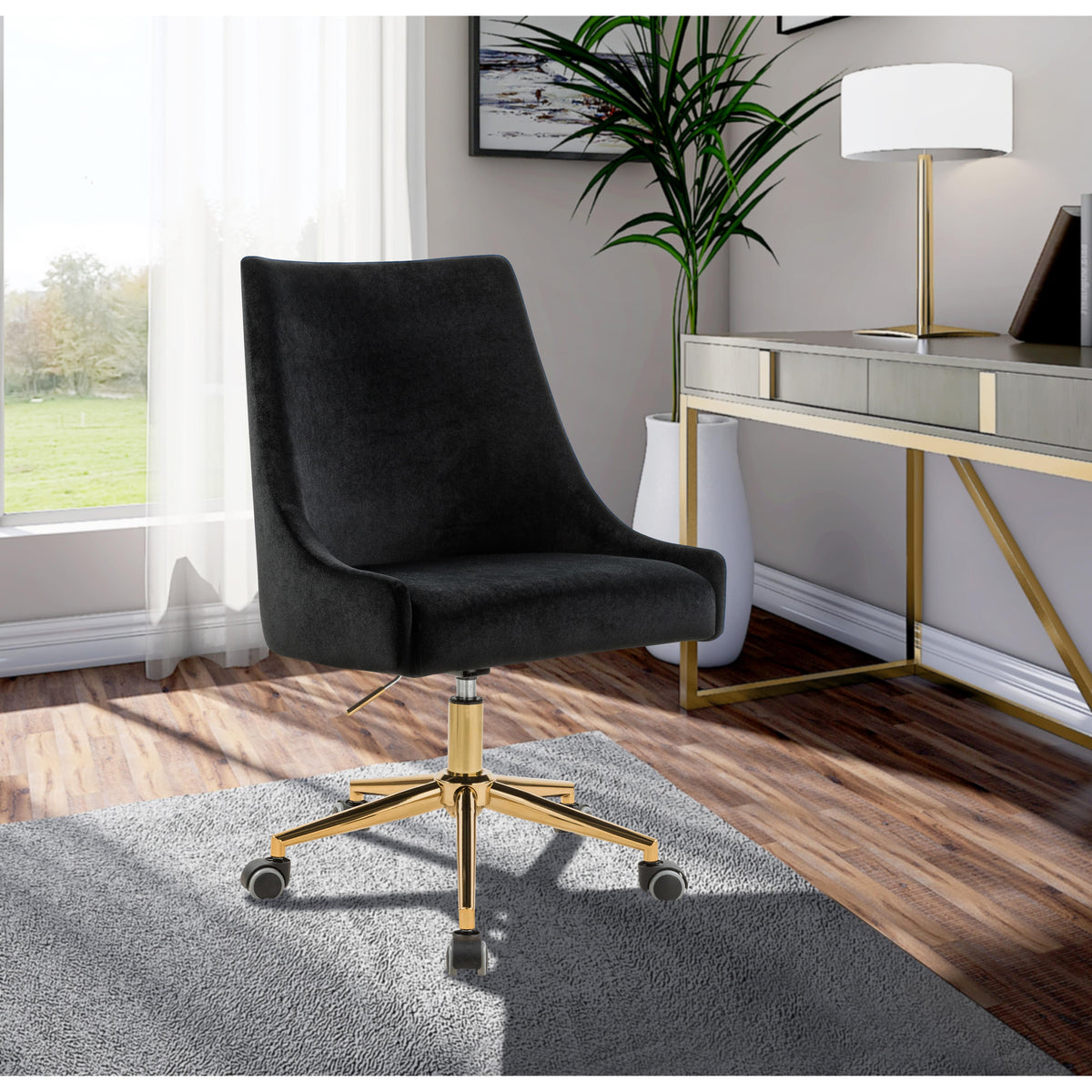 Meridian Karina Black Velvet Office Chair