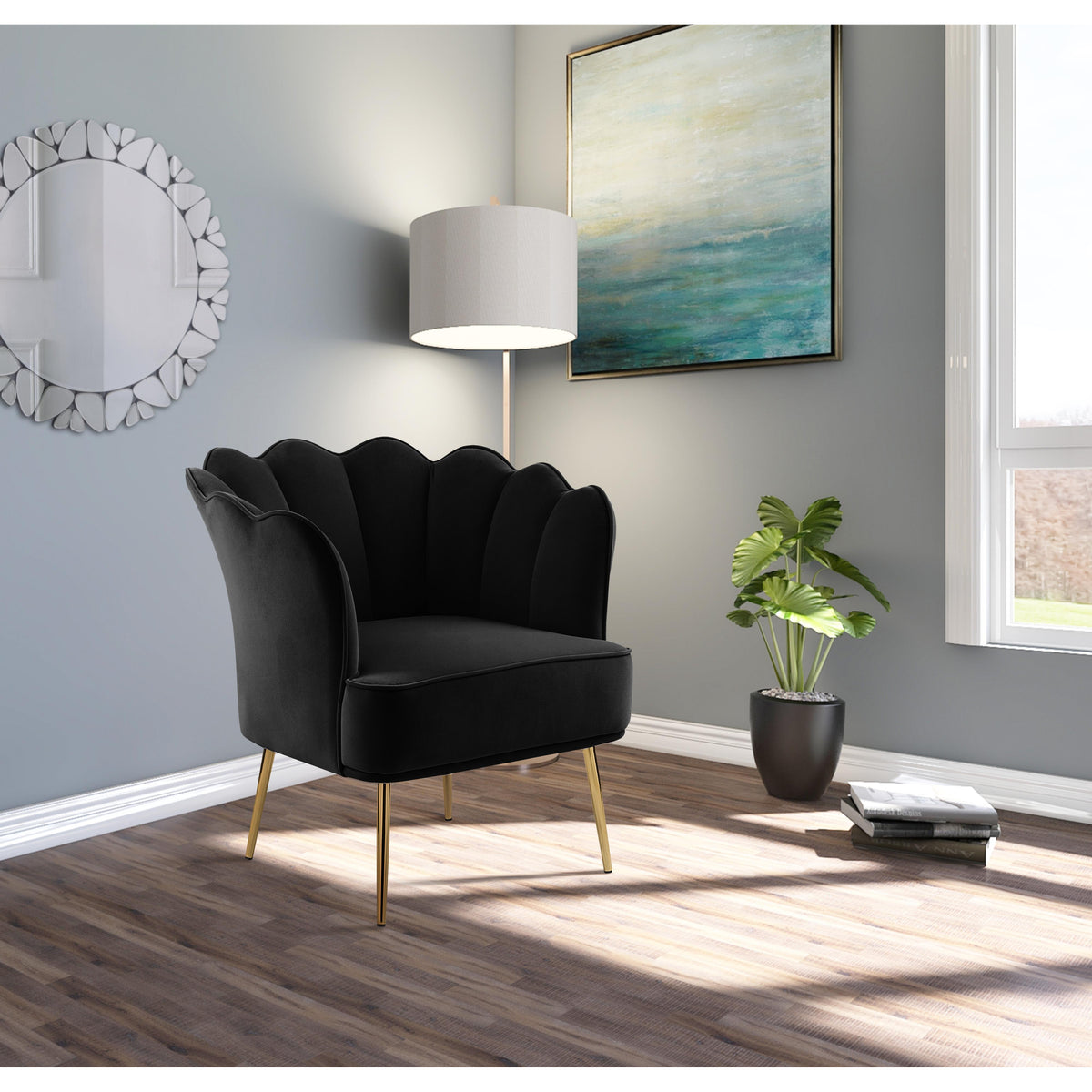 Meridian Jester Black Velvet Accent Chair