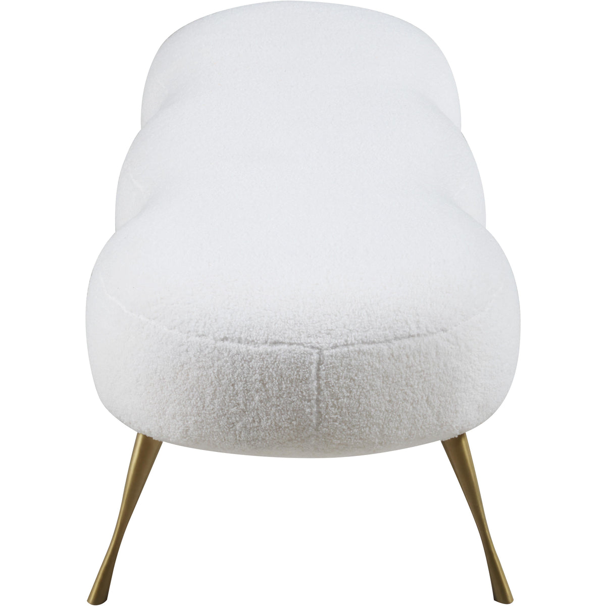 Meridian Nube White Faux Sheepskin Fur Bench