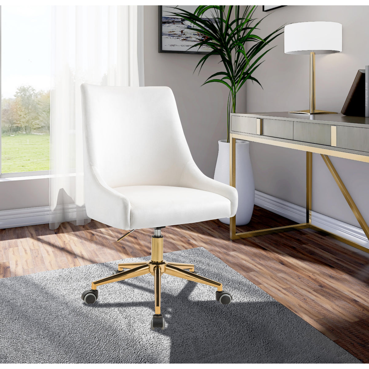 Meridian Karina Cream Velvet Office Chair