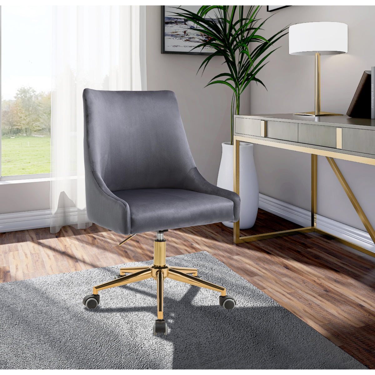 Meridian Karina Grey Velvet Office Chair