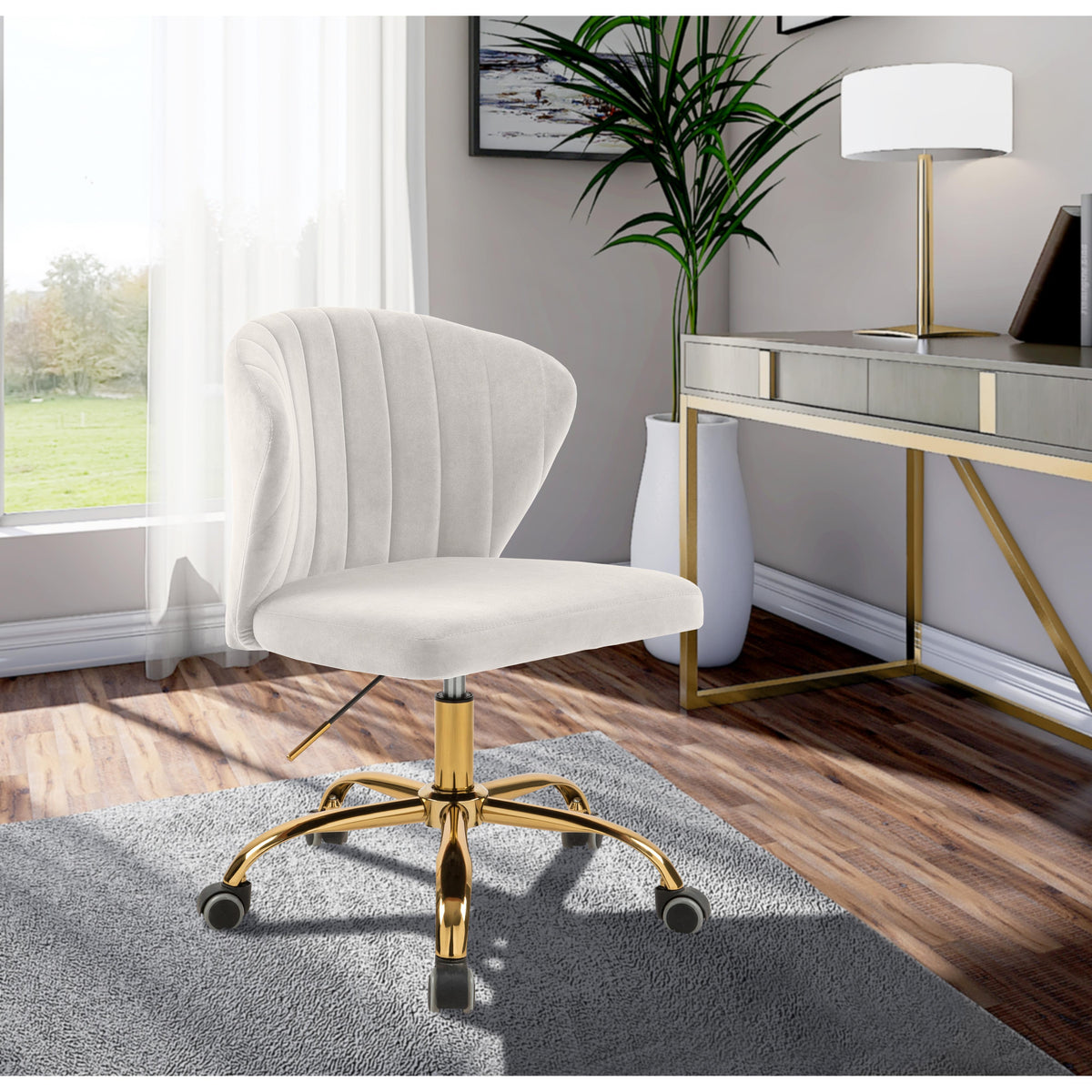 Meridian Finley Cream Velvet Office Chair