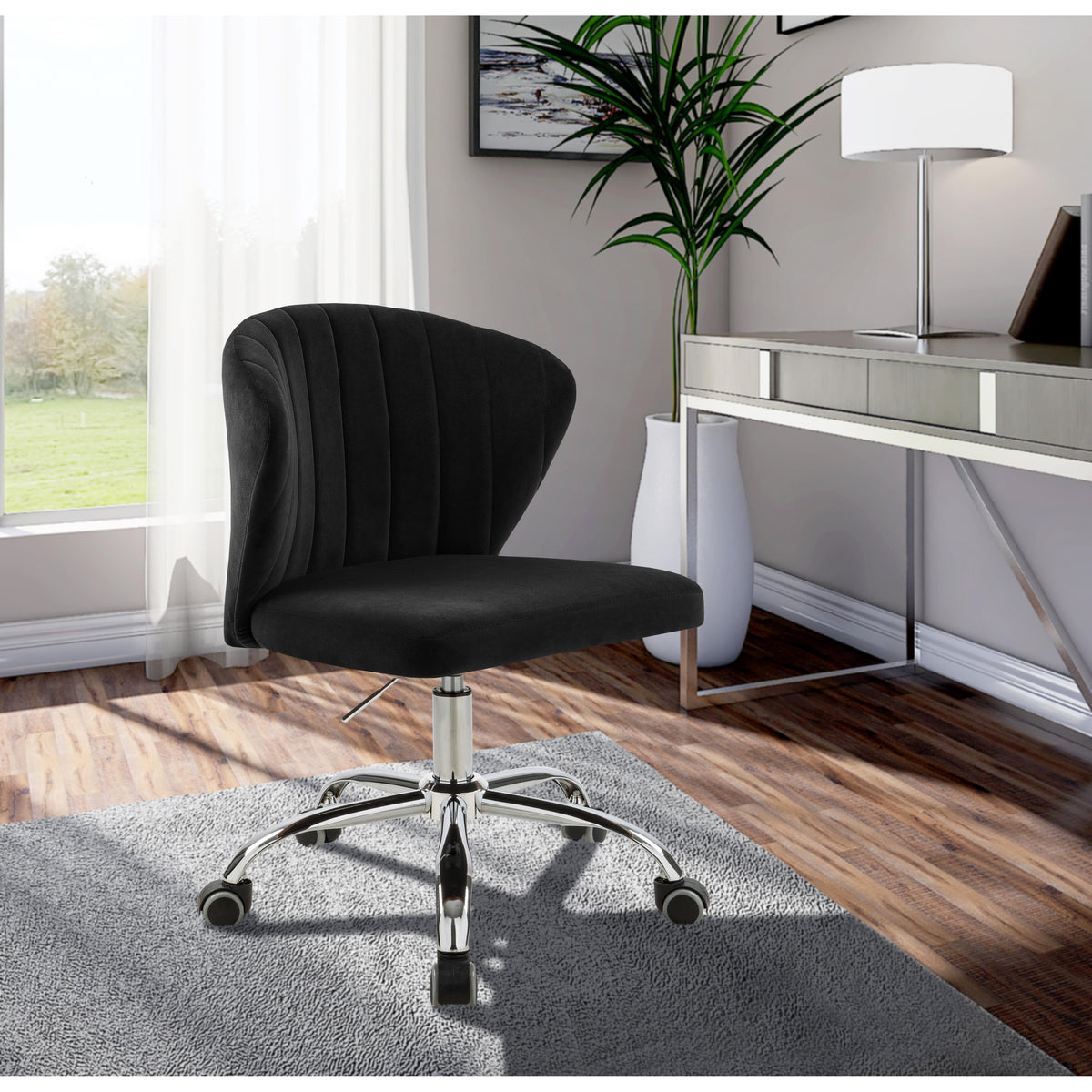 Meridian Finley Black Velvet Office Chair