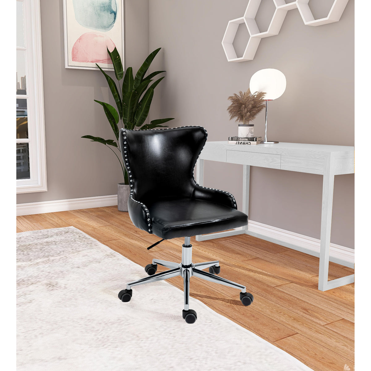 Meridian Hendrix Black Vegan Leather Office Chair
