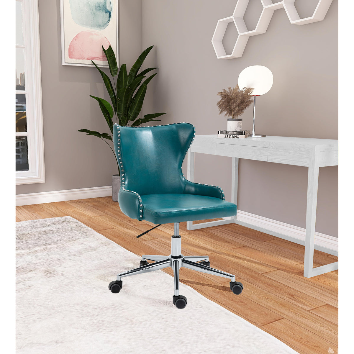 Meridian Hendrix Blue Vegan Leather Office Chair