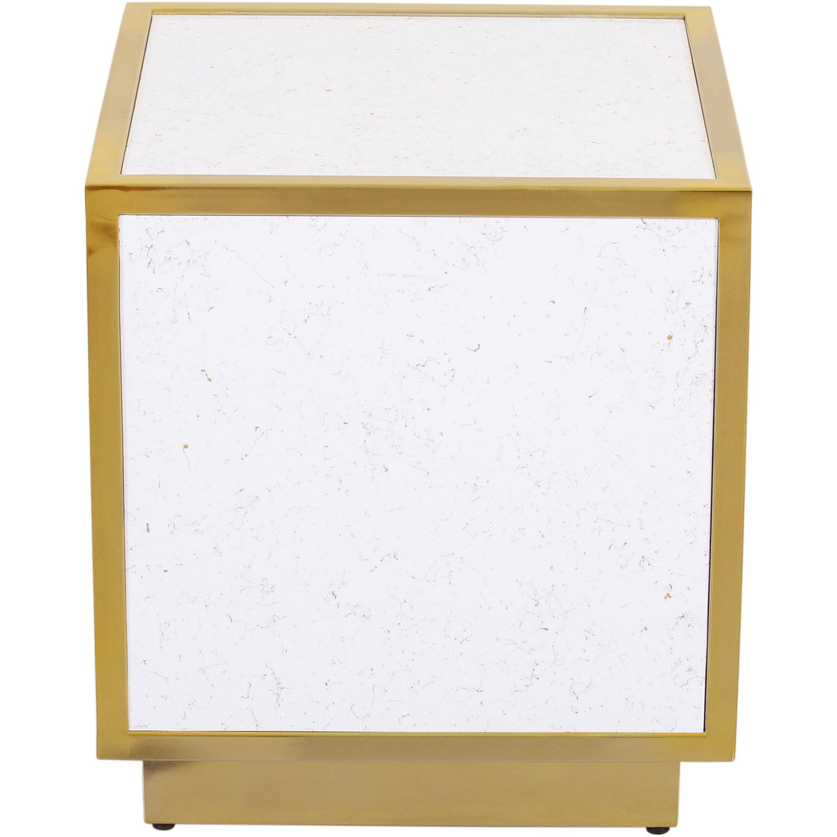 Meridian Glitz White Faux Marble End Table
