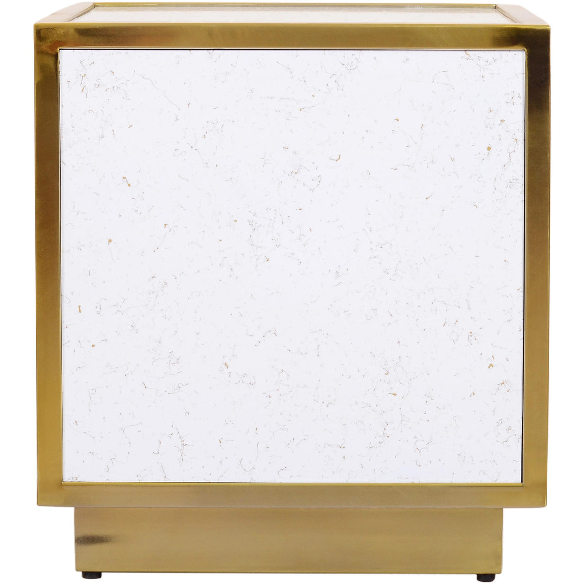 Meridian Glitz White Faux Marble End Table