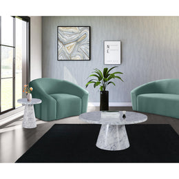 Meridian Omni White Faux Marble End Table