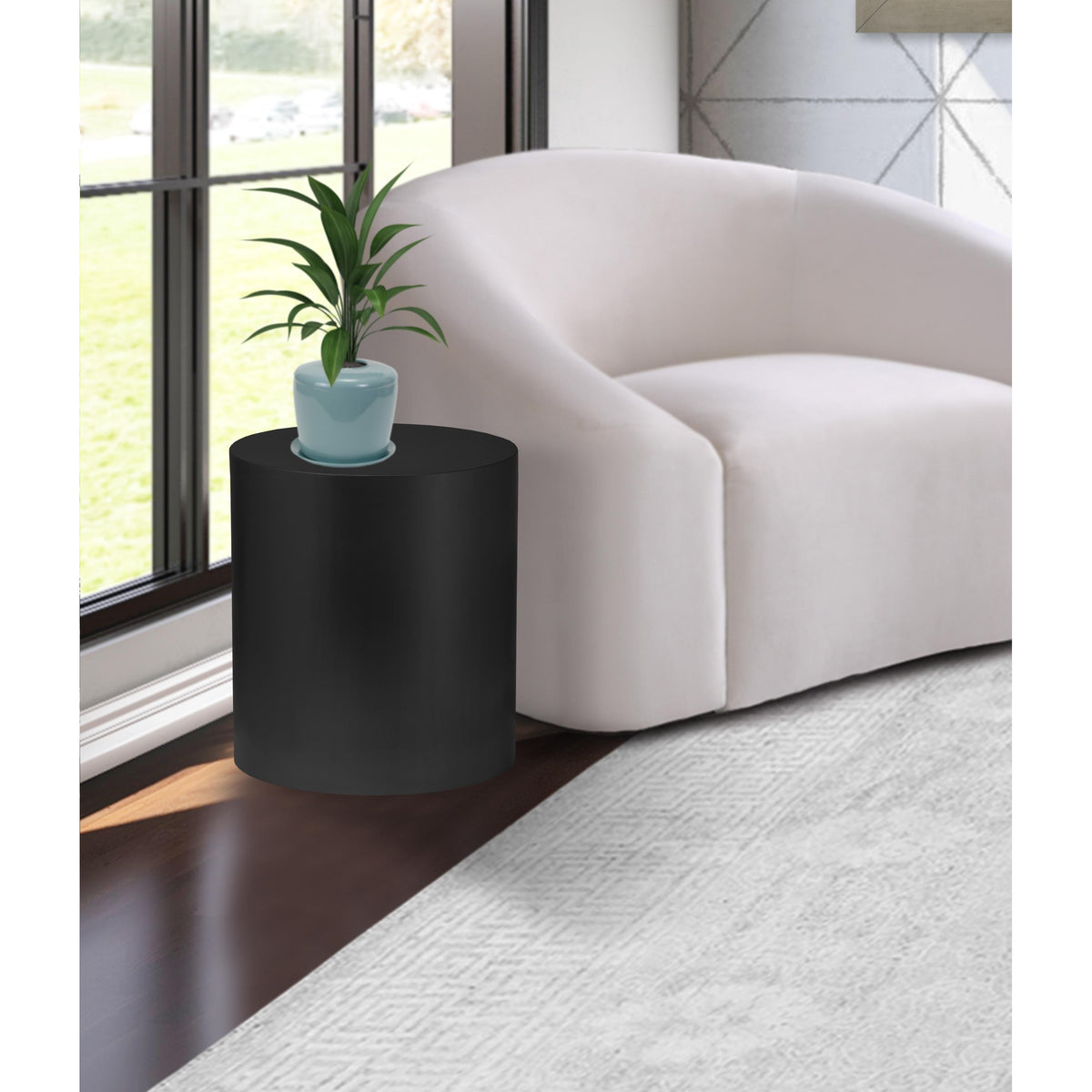 Meridian Cylinder Matte Black End Table