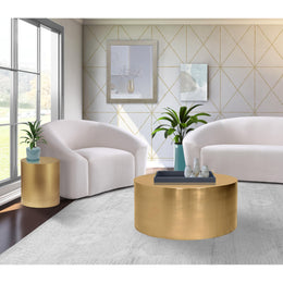 Meridian Cylinder Brushed Gold End Table