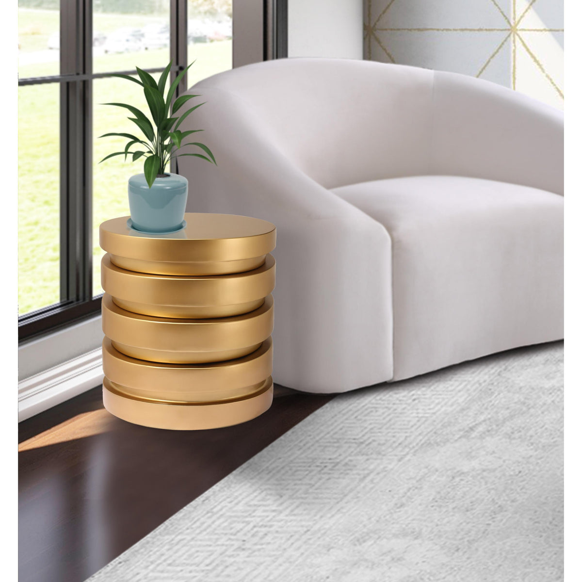 Meridian Levels Brushed Gold End Table