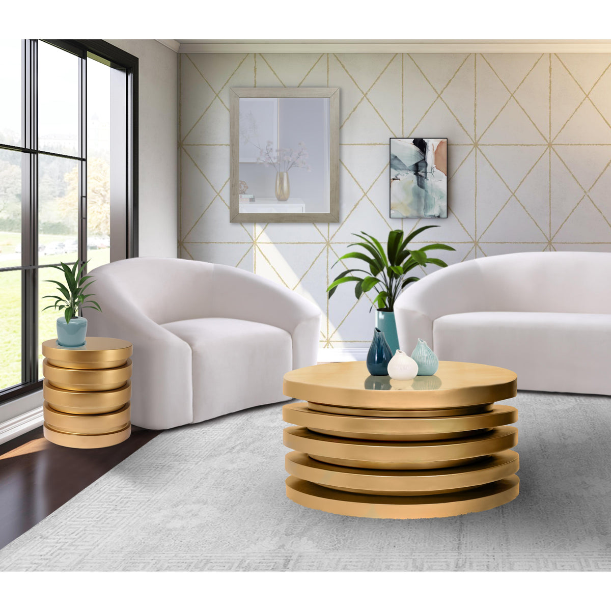 Meridian Levels Brushed Gold Coffee Table