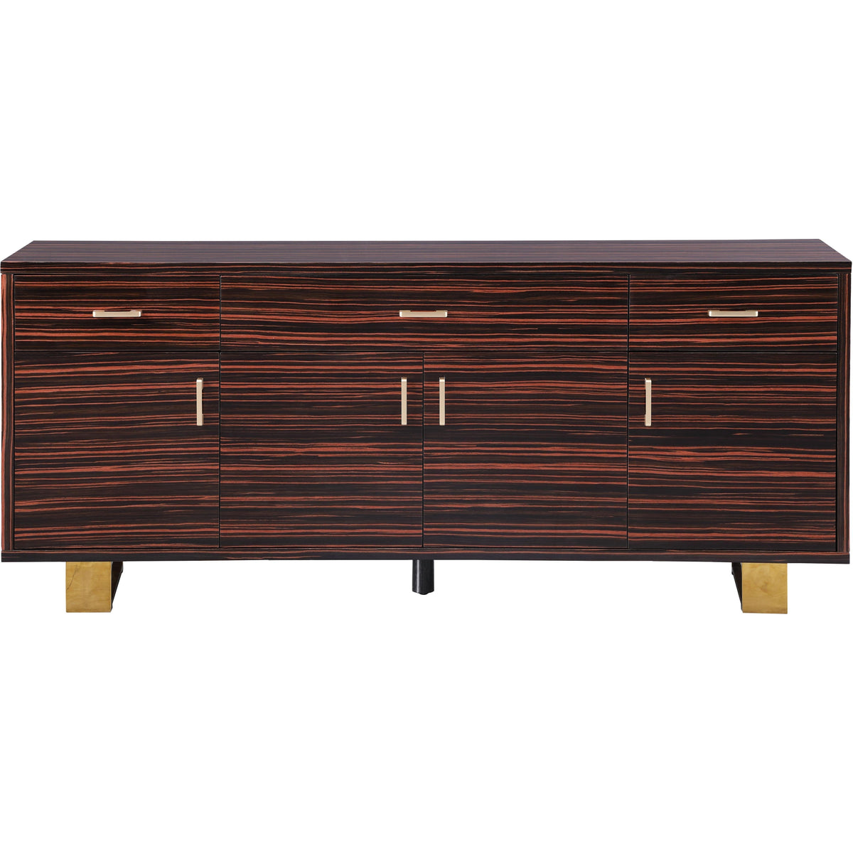 Meridian Excel Brown Zebra Wood Veneer Lacquer Sideboard/Buffet