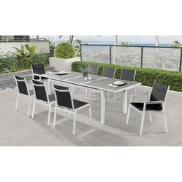 Meridian Nizuc Black Mesh Water Resistant Fabric Outdoor Patio Aluminum Mesh Dining Arm Chair