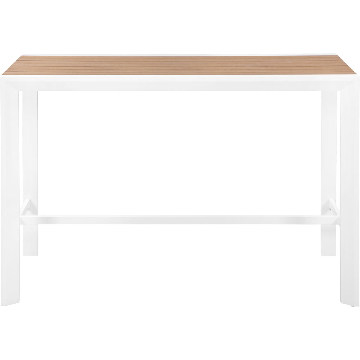Meridian Nizuc Brown Wood Look Accent Paneling Outdoor Patio Aluminum Rectangle Bar Table