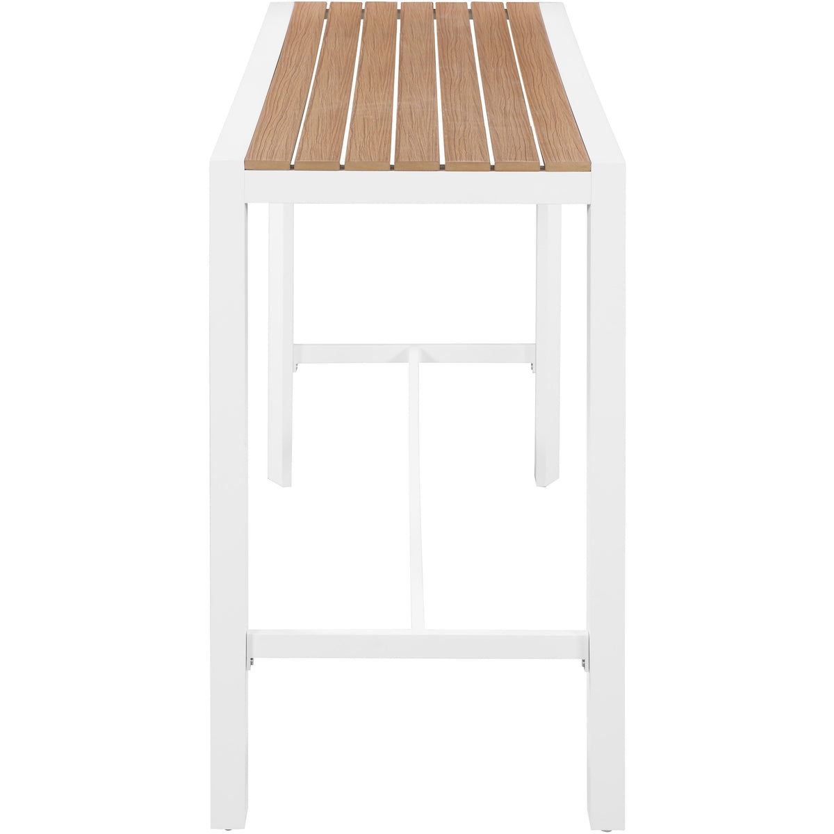 Meridian Nizuc Brown Wood Look Accent Paneling Outdoor Patio Aluminum Rectangle Bar Table