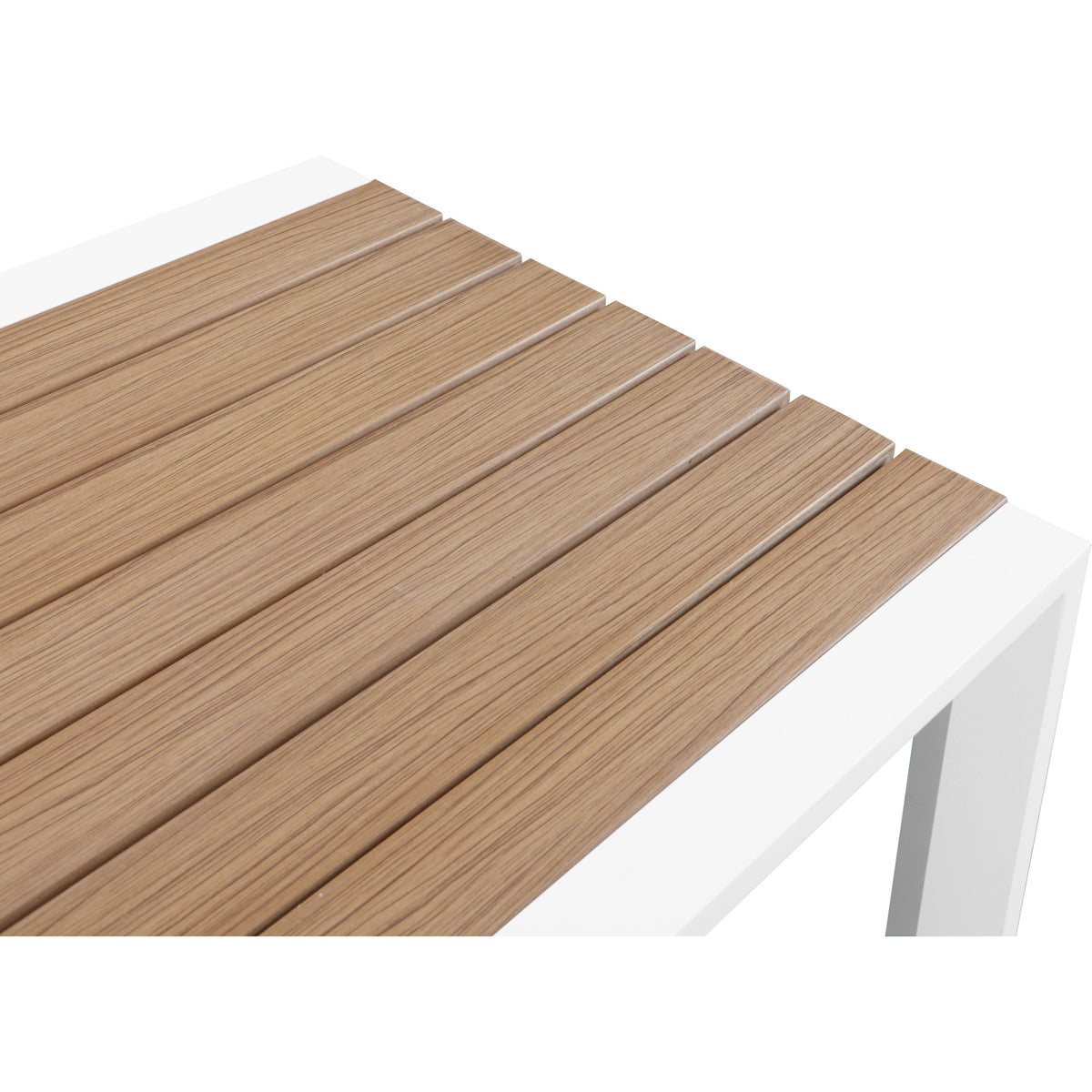 Meridian Nizuc Brown Wood Look Accent Paneling Outdoor Patio Aluminum Rectangle Bar Table