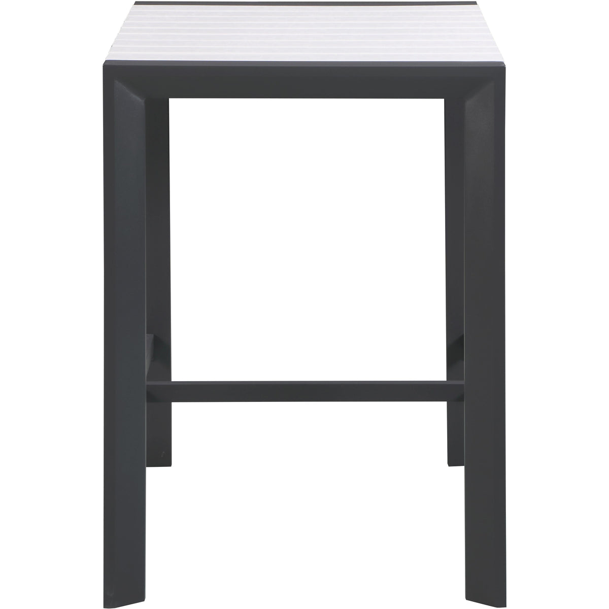 Meridian Nizuc White Wood Look Accent Paneling Outdoor Patio Aluminum Square Bar Table
