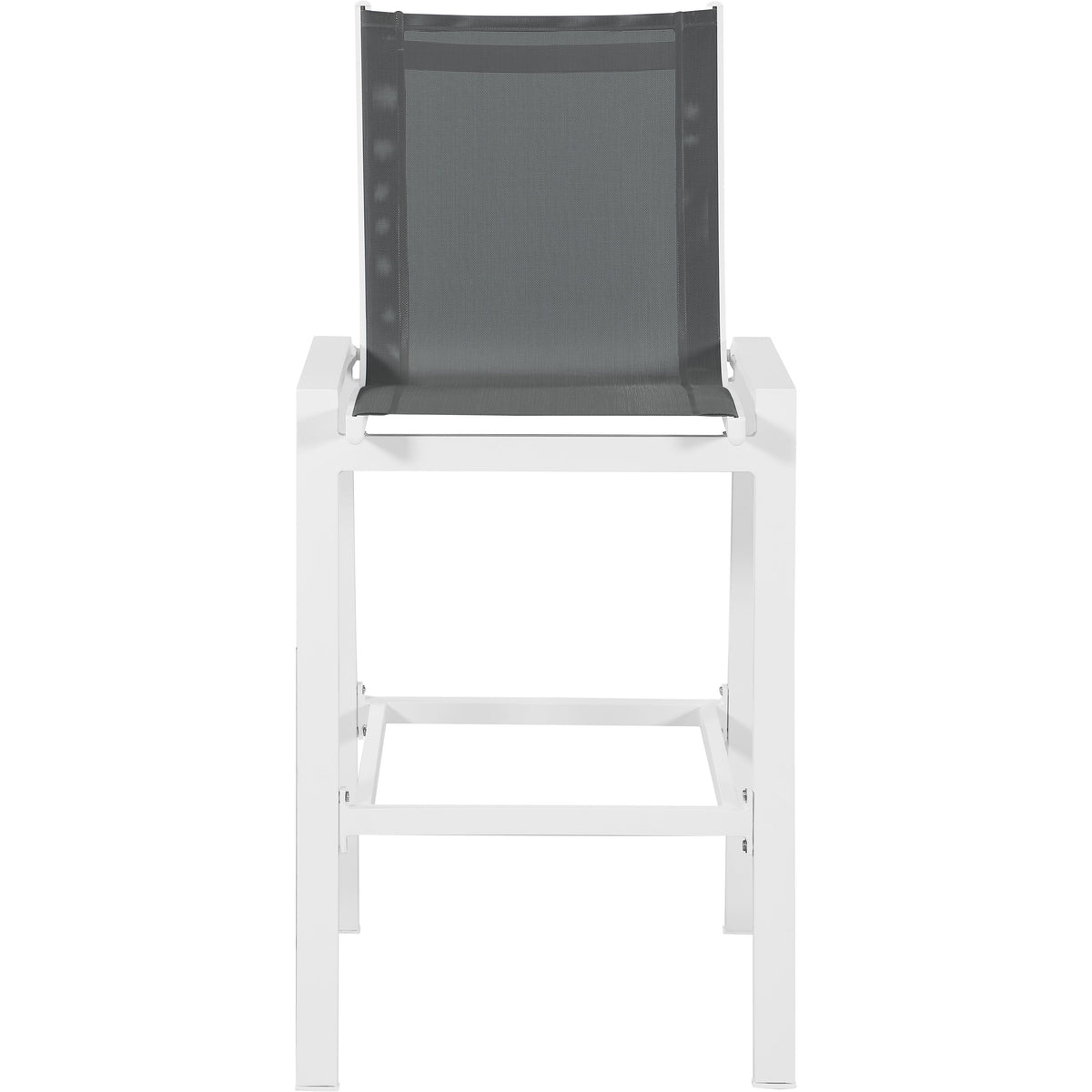 Meridian Nizuc Grey Mesh Water Resistant Fabric Outdoor Patio Aluminum Mesh Barstool