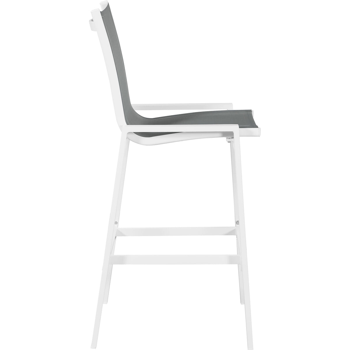 Meridian Nizuc Grey Mesh Water Resistant Fabric Outdoor Patio Aluminum Mesh Barstool