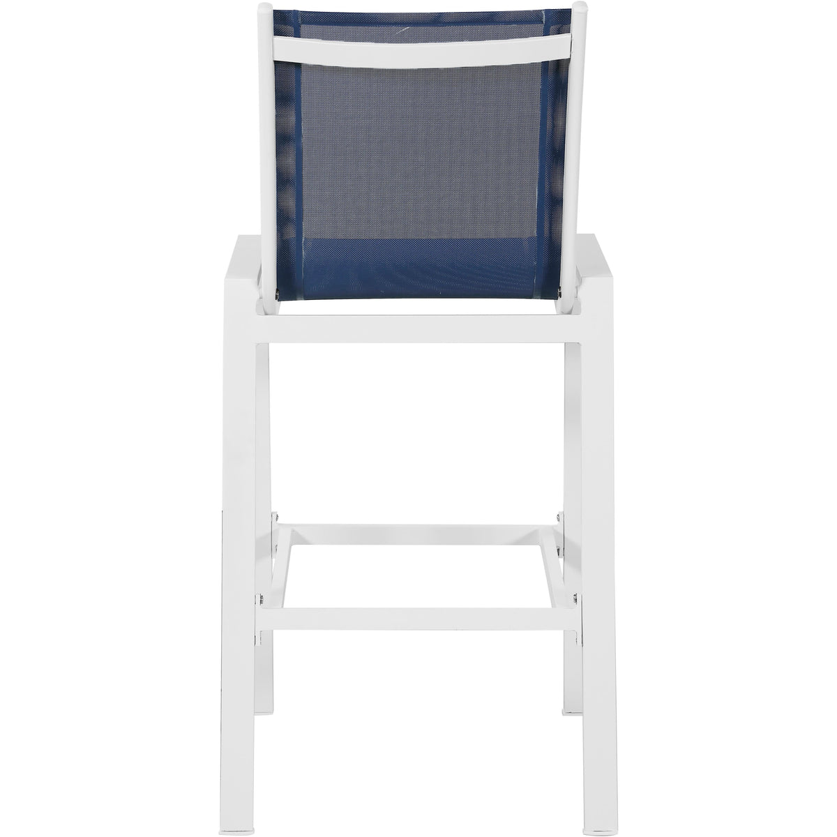 Meridian Nizuc Navy Mesh Water Resistant Fabric Outdoor Patio Aluminum Mesh Barstool