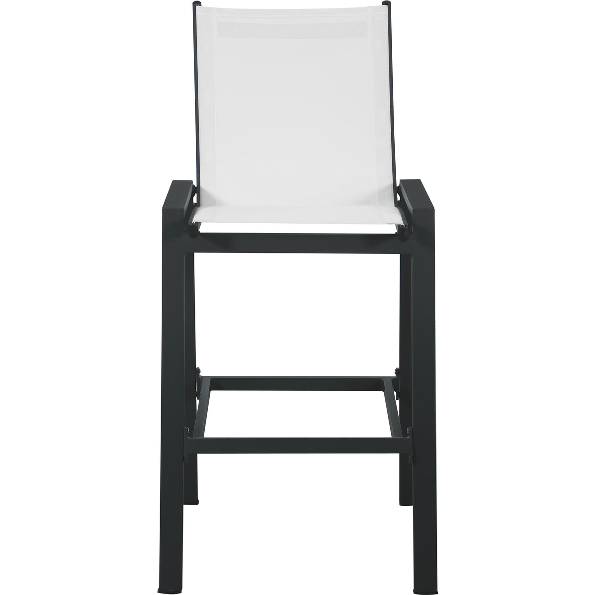Meridian Nizuc White Mesh Water Resistant Fabric Outdoor Patio Aluminum Mesh Barstool