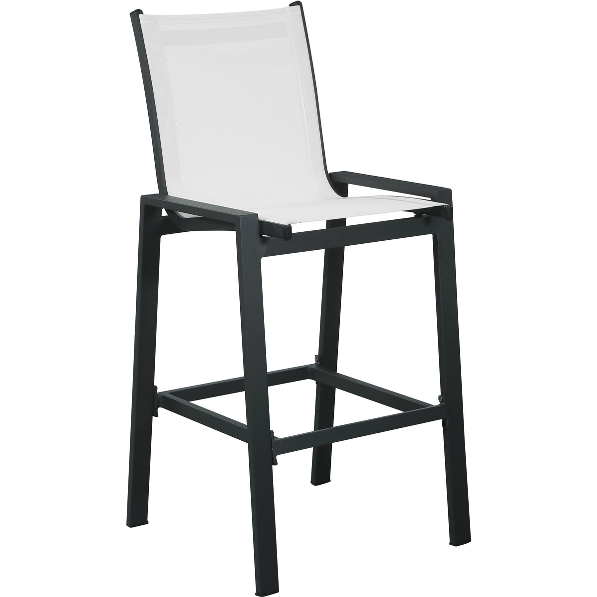 Meridian Nizuc White Mesh Water Resistant Fabric Outdoor Patio Aluminum Mesh Barstool