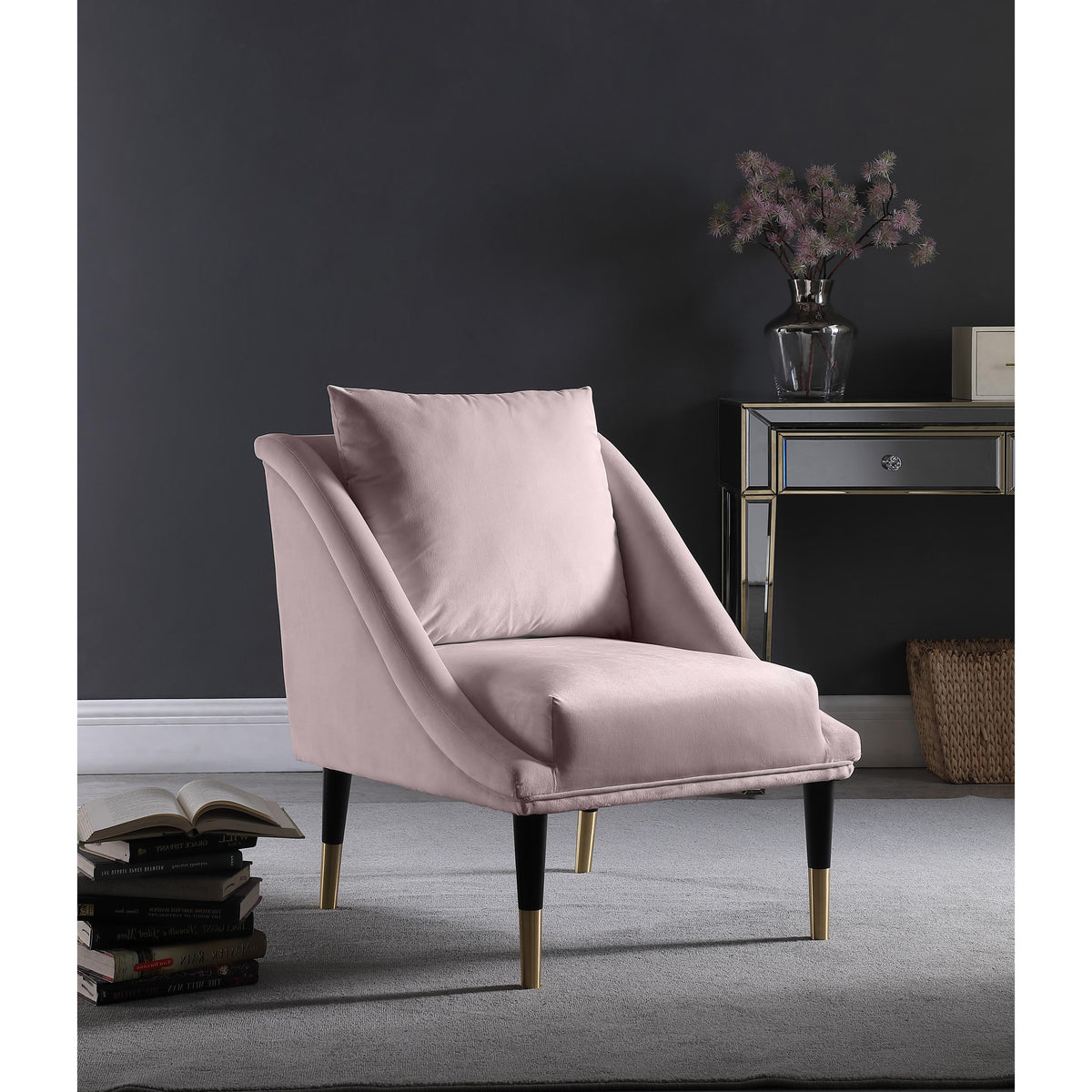Meridian Elegante Pink Velvet Accent Chair