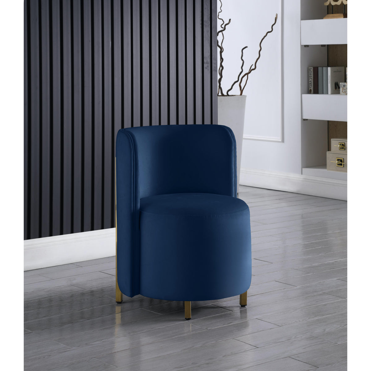 Meridian Rotunda Navy Velvet Accent Chair