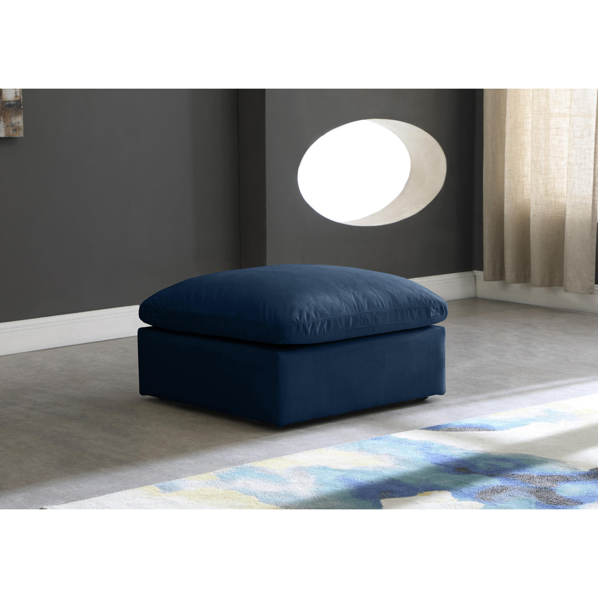 Meridian Plush Navy Velvet Standard Comfort Modular Ottoman