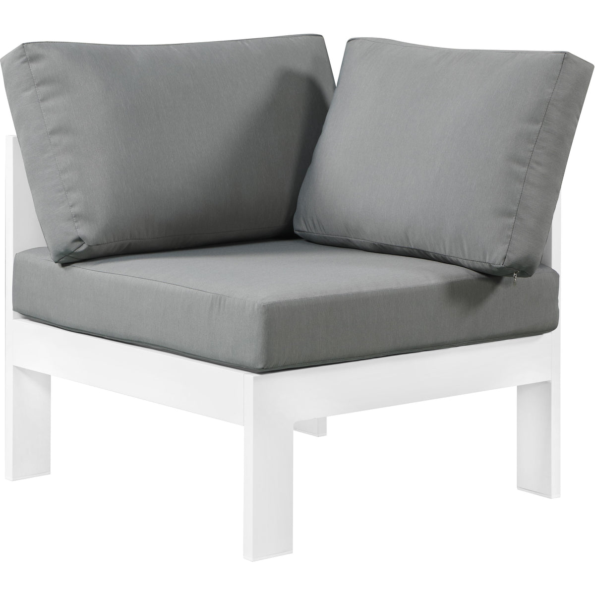 Meridian Nizuc Grey Water Resistant Fabric Outdoor Patio Aluminum Corner Chair