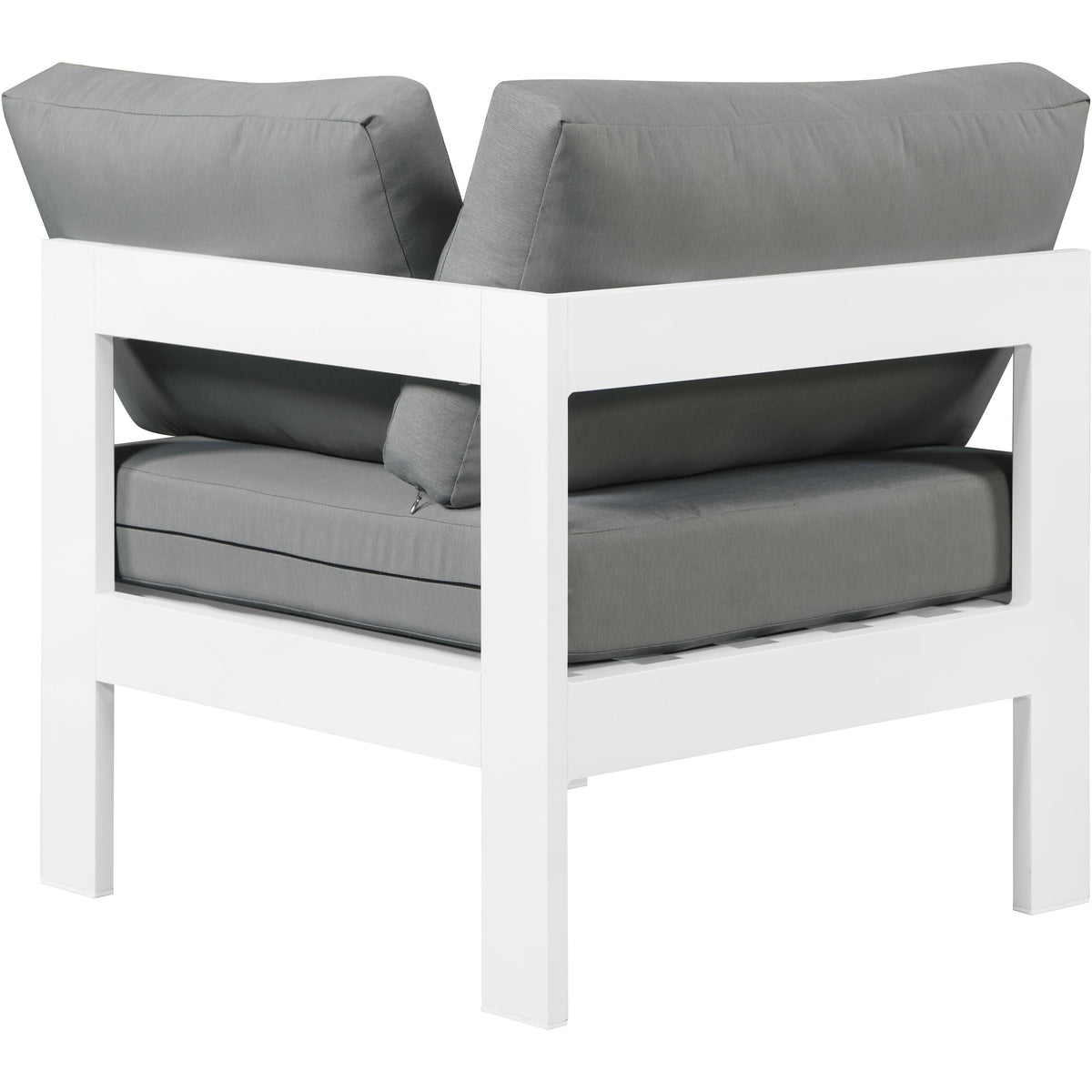 Meridian Nizuc Grey Water Resistant Fabric Outdoor Patio Aluminum Corner Chair