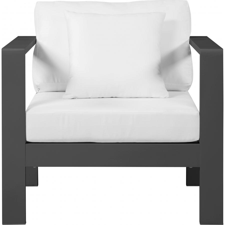 Meridian Nizuc White Water Resistant Fabric Outdoor Patio Aluminum Arm Chair